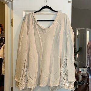 Free people lace insert flowy a line sweatshirt medium